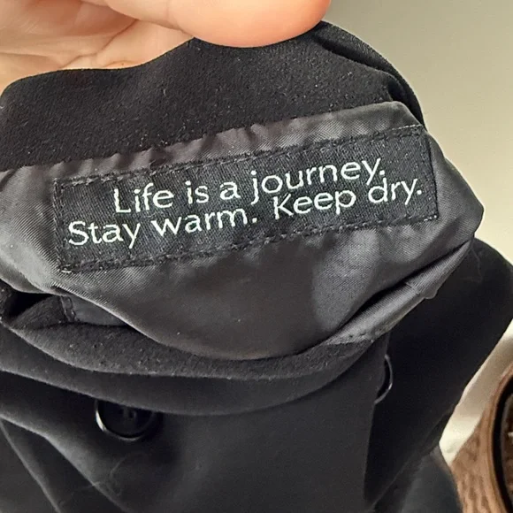 Gallery Vintage Long Black Fleece Lined Trench Overcoat - Picture 6 of 8